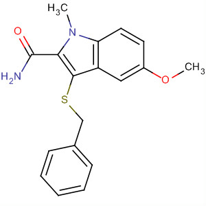 671783-35-0  1H-Indole-2-carboxamide, 5-methoxy-1-methyl-3-[(phenylmethyl)thio]-