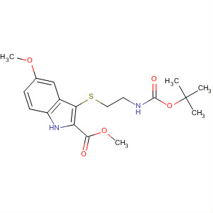671783-44-1  1H-Indole-2-carboxylic acid,3-[[2-[[(1,1-dimethylethoxy)carbonyl]amino]ethyl]thio]-5-methoxy-, methylester
