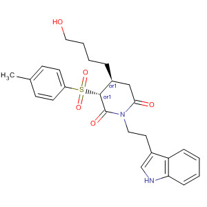 671798-32-6  2,6-Piperidinedione,4-(4-hydroxybutyl)-1-[2-(1H-indol-3-yl)ethyl]-3-[(4-methylphenyl)sulfonyl]-,(3R,4S)-rel-