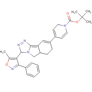 675109-49-6  1(2H)-Pyridinecarboxylic acid,3,6-dihydro-4-[3-(5-methyl-3-phenyl-4-isoxazolyl)-5H-1,2,4-triazolo[3,4-a]isoindol-8-yl]-, 1,1-dimethylethyl ester