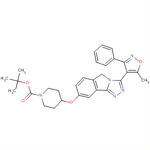 675109-54-3  1-Piperidinecarboxylic acid,4-[[3-(5-methyl-3-phenyl-4-isoxazolyl)-5H-1,2,4-triazolo[3,4-a]isoindol-8-yl]oxy]-, 1,1-dimethylethyl ester