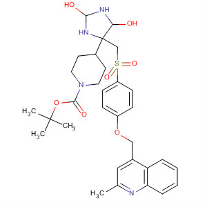 675185-59-8  1-Piperidinecarboxylic acid,4-[4-[[[4-[(2-methyl-4-quinolinyl)methoxy]phenyl]sulfonyl]methyl]-2,5-dioxo-4-imidazolidinyl]-, 1,1-dimethylethyl ester