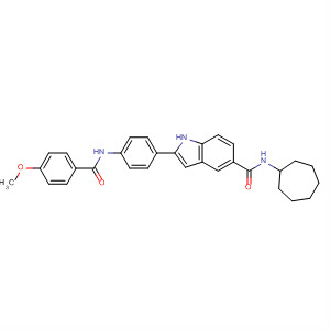 675822-83-0  1H-Indole-5-carboxamide,N-cycloheptyl-2-[4-[(4-methoxybenzoyl)amino]phenyl]-