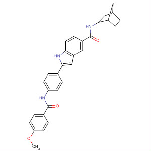 675822-88-5  1H-Indole-5-carboxamide,N-bicyclo[2.2.1]hept-2-yl-2-[4-[(4-methoxybenzoyl)amino]phenyl]-
