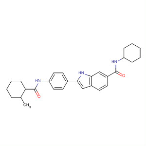 675823-21-9  1H-Indole-6-carboxamide,N-cyclohexyl-2-[4-[[(2-methylcyclohexyl)carbonyl]amino]phenyl]-