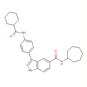 675823-47-9  1H-Indole-5-carboxamide,N-cycloheptyl-3-[4-[(cyclohexylcarbonyl)amino]phenyl]-