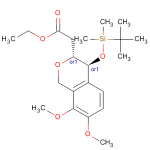 676124-30-4  1H-2-Benzopyran-3-acetic acid,4-[[(1,1-dimethylethyl)dimethylsilyl]oxy]-3,4-dihydro-7,8-dimethoxy-, ethylester, (3R,4S)-rel-