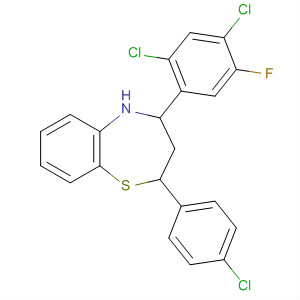 676352-18-4  1,5-Benzothiazepine,2-(4-chlorophenyl)-4-(2,4-dichloro-5-fluorophenyl)-2,5-dihydro- 676352-18-4  1,5-Benzothiazepine,2-(4-chlorophenyl)-4-(2,4-dichloro-5-fluorophenyl)-2,5-dihydro-