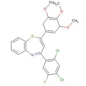 676352-21-9  1,5-Benzothiazepine,4-(2,4-dichloro-5-fluorophenyl)-2,5-dihydro-2-(3,4,5-trimethoxyphenyl)- 676352-21-9  1,5-Benzothiazepine,4-(2,4-dichloro-5-fluorophenyl)-2,5-dihydro-2-(3,4,5-trimethoxyphenyl)-