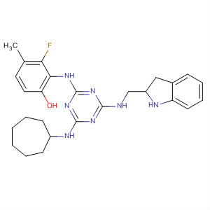 676355-38-7  1,3,5-Triazine-2,4,6-triamine,N-cycloheptyl-N'-[(2,3-dihydro-1H-indol-2-yl)methyl]-N''-(3-fluoro-4-methoxyphenyl)-