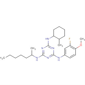 676355-52-5  1,3,5-Triazine-2,4,6-triamine,N-(3-fluoro-4-methoxyphenyl)-N'-(2-methylcyclohexyl)-N''-(1-methylhexyl)-