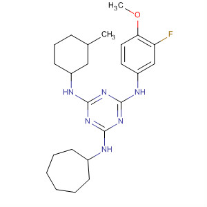 676355-53-6  1,3,5-Triazine-2,4,6-triamine,N-cycloheptyl-N'-(3-fluoro-4-methoxyphenyl)-N''-(3-methylcyclohexyl)-