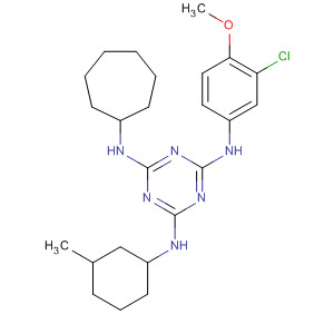 676355-55-8  1,3,5-Triazine-2,4,6-triamine,N-(3-chloro-4-methoxyphenyl)-N'-cycloheptyl-N''-(3-methylcyclohexyl)-