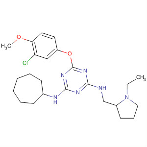 676356-16-4  1,3,5-Triazine-2,4-diamine,6-(3-chloro-4-methoxyphenoxy)-N-cycloheptyl-N'-[(1-ethyl-2-pyrrolidinyl)methyl]-