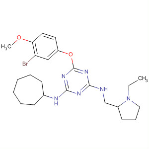 676356-17-5  1,3,5-Triazine-2,4-diamine,6-(3-bromo-4-methoxyphenoxy)-N-cycloheptyl-N'-[(1-ethyl-2-pyrrolidinyl)methyl]-