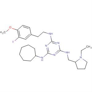 676356-26-6  1,3,5-Triazine-2,4,6-triamine,N-cycloheptyl-N'-[(1-ethyl-2-pyrrolidinyl)methyl]-N''-[2-(3-iodo-4-methoxyphenyl)ethyl]-