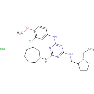 676357-20-3  1,3,5-Triazine-2,4,6-triamine,N-(3-chloro-4-methoxyphenyl)-N'-cycloheptyl-N''-[(1-ethyl-2-pyrrolidinyl)methyl]-, monohydrochloride
