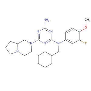 676358-04-6  1,3,5-Triazine-2,4-diamine,N-(cyclohexylmethyl)-N-(3-fluoro-4-methoxyphenyl)-6-(hexahydropyrrolo[1,2-a]pyrazin-2(1H)-yl)-