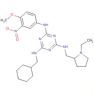 676358-13-7  1,3,5-Triazine-2,4,6-triamine,N-(cyclohexylmethyl)-N'-[(1-ethyl-2-pyrrolidinyl)methyl]-N''-(4-methoxy-3-nitrophenyl)-