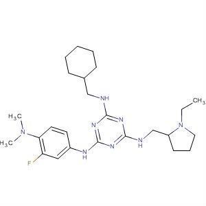676358-35-3  1,3,5-Triazine-2,4,6-triamine,N-(cyclohexylmethyl)-N'-[4-(dimethylamino)-3-fluorophenyl]-N''-[(1-ethyl-2-pyrrolidinyl)methyl]-