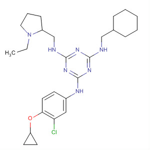 676358-39-7  1,3,5-Triazine-2,4,6-triamine,N-[3-chloro-4-(cyclopropyloxy)phenyl]-N'-(cyclohexylmethyl)-N''-[(1-ethyl-2-pyrrolidinyl)methyl]-