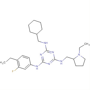 676358-40-0  1,3,5-Triazine-2,4,6-triamine,N-(cyclohexylmethyl)-N'-(4-ethyl-3-fluorophenyl)-N''-[(1-ethyl-2-pyrrolidinyl)methyl]-