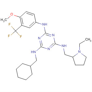 676358-44-4  1,3,5-Triazine-2,4,6-triamine,N-(cyclohexylmethyl)-N'-[(1-ethyl-2-pyrrolidinyl)methyl]-N''-[4-methoxy-3-(trifluoromethyl)phenyl]-