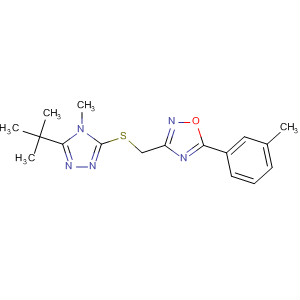 660417-02-7  1,2,4-Oxadiazole,3-[[[5-(1,1-dimethylethyl)-4-methyl-4H-1,2,4-triazol-3-yl]thio]methyl]-5-(3-methylphenyl)-