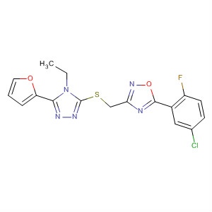 660418-22-4  1,2,4-Oxadiazole,5-(5-chloro-2-fluorophenyl)-3-[[[4-ethyl-5-(2-furanyl)-4H-1,2,4-triazol-3-yl]thio]methyl]-