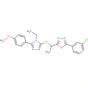 660418-27-9  1,3,4-Oxadiazole,2-(3-chlorophenyl)-5-[1-[[4-ethyl-5-(4-methoxyphenyl)-4H-1,2,4-triazol-3-yl]thio]ethyl]-