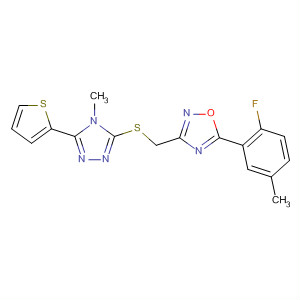 660418-40-6  1,2,4-Oxadiazole,5-(2-fluoro-5-methylphenyl)-3-[[[4-methyl-5-(2-thienyl)-4H-1,2,4-triazol-3-yl]thio]methyl]-