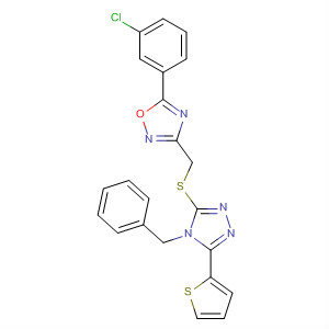 660418-68-8  1,2,4-Oxadiazole,5-(3-chlorophenyl)-3-[[[4-(phenylmethyl)-5-(2-thienyl)-4H-1,2,4-triazol-3-yl]thio]methyl]-
