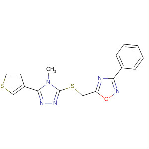 660418-85-9  1,2,4-Oxadiazole,5-[[[4-methyl-5-(3-thienyl)-4H-1,2,4-triazol-3-yl]thio]methyl]-3-phenyl-