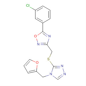 660419-11-4  1,2,4-Oxadiazole,5-(3-chlorophenyl)-3-[[[4-(2-furanylmethyl)-4H-1,2,4-triazol-3-yl]thio]methyl]-