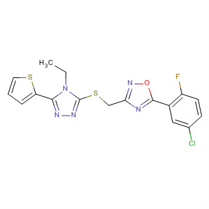 660419-15-8  1,2,4-Oxadiazole,5-(5-chloro-2-fluorophenyl)-3-[[[4-ethyl-5-(2-thienyl)-4H-1,2,4-triazol-3-yl]thio]methyl]-