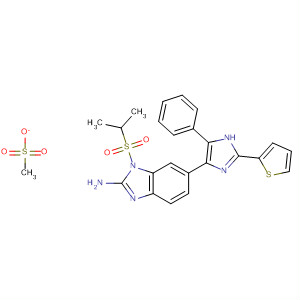 660432-70-2  1H-Benzimidazol-2-amine,1-[(1-methylethyl)sulfonyl]-6-[5-phenyl-2-(2-thienyl)-1H-imidazol-4-yl]-,monomethanesulfonate