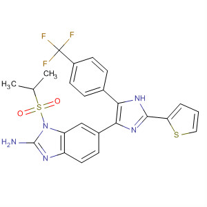 660432-73-5  1H-Benzimidazol-2-amine,1-[(1-methylethyl)sulfonyl]-6-[2-(2-thienyl)-5-[4-(trifluoromethyl)phenyl]-1H-imidazol-4-yl]-