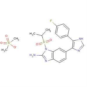 660432-77-9  1H-Benzimidazol-2-amine,6-[5-(4-fluorophenyl)-1H-imidazol-4-yl]-1-[(1-methylethyl)sulfonyl]-,dimethanesulfonate