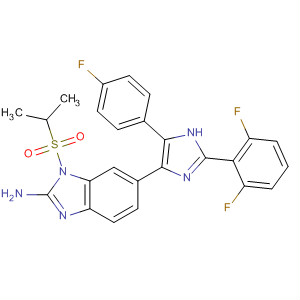 660433-01-2  1H-Benzimidazol-2-amine,6-[2-(2,6-difluorophenyl)-5-(4-fluorophenyl)-1H-imidazol-4-yl]-1-[(1-methylethyl)sulfonyl]-