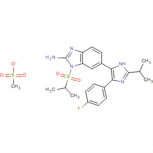 660433-94-3  1H-Benzimidazol-2-amine,6-[4-(4-fluorophenyl)-2-(1-methylethyl)-1H-imidazol-5-yl]-1-[(1-methylethyl)sulfonyl]-, monomethanesulfonate