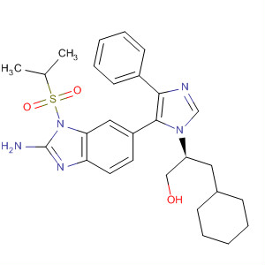 660434-74-2  1H-Benzimidazol-2-amine,6-[1-[(1S)-2-cyclohexyl-1-(hydroxymethyl)ethyl]-4-phenyl-1H-imidazol-5-yl]-1-[(1-methylethyl)sulfonyl]-