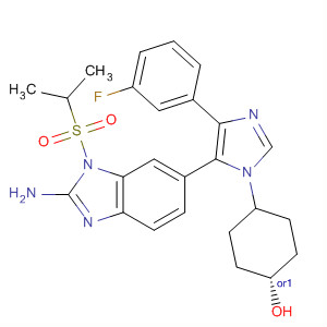 660434-75-3  1H-Benzimidazol-2-amine,6-[4-(3-fluorophenyl)-1-(trans-4-hydroxycyclohexyl)-1H-imidazol-5-yl]-1-[(1-methylethyl)sulfonyl]-