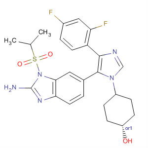 660434-90-2  1H-Benzimidazol-2-amine,6-[4-(2,4-difluorophenyl)-1-(trans-4-hydroxycyclohexyl)-1H-imidazol-5-yl]-1-[(1-methylethyl)sulfonyl]-