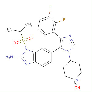 660434-94-6  1H-Benzimidazol-2-amine,6-[4-(2,3-difluorophenyl)-1-(trans-4-hydroxycyclohexyl)-1H-imidazol-5-yl]-1-[(1-methylethyl)sulfonyl]-