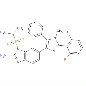 660435-14-3  1H-Benzimidazol-2-amine,6-[2-(2,6-difluorophenyl)-1-methyl-5-phenyl-1H-imidazol-4-yl]-1-[(1-methylethyl)sulfonyl]-