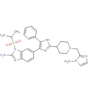 660435-32-5  1H-Benzimidazol-2-amine,1-[(1-methylethyl)sulfonyl]-6-[2-[1-[(1-methyl-1H-imidazol-2-yl)methyl]-4-piperidinyl]-5-phenyl-1H-imidazol-4-yl]-