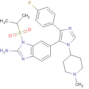 660435-34-7  1H-Benzimidazol-2-amine,6-[4-(4-fluorophenyl)-1-(1-methyl-4-piperidinyl)-1H-imidazol-5-yl]-1-[(1-methylethyl)sulfonyl]-