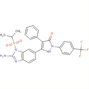 660435-90-5  1H-Benzimidazol-2-amine,6-[2,5-dihydro-5-oxo-4-phenyl-1-[4-(trifluoromethyl)phenyl]-1H-pyrazol-3-yl]-1-[(1-methylethyl)sulfonyl]-