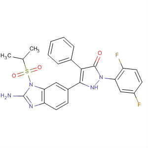 660435-91-6  1H-Benzimidazol-2-amine,6-[1-(2,5-difluorophenyl)-2,5-dihydro-5-oxo-4-phenyl-1H-pyrazol-3-yl]-1-[(1-methylethyl)sulfonyl]-