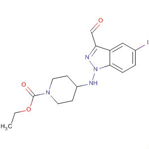660822-62-8  1-Piperidinecarboxylic acid,4-[(3-formyl-5-iodo-1H-indazol-1-yl)amino]-, ethyl ester